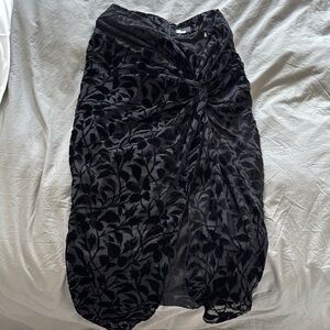 The Kooples Black Midi Bubble Skirt with Ruched Wrap Style for Cocktail